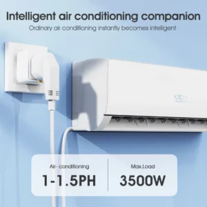 Universal power socket outlet supporting two-pin and three-pin plugs with interchangeable UK, EU and US adapter modules — compact design with surge protection and smart power monitoring option.