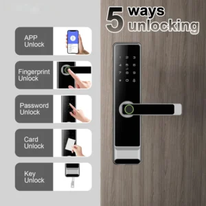 Digital Door Lock with Handle with 5 Ways of Unlocking