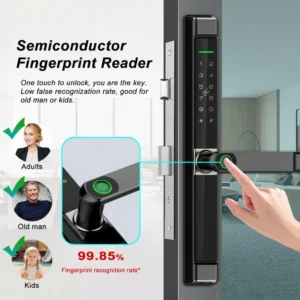 Smart Lock for Sliding Glass Doors for Residential & Commercial Use with High Quality Semiconducter Fingerprint Reader Suitable for Different Ages